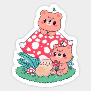 Mashroom Forest Bear Sticker